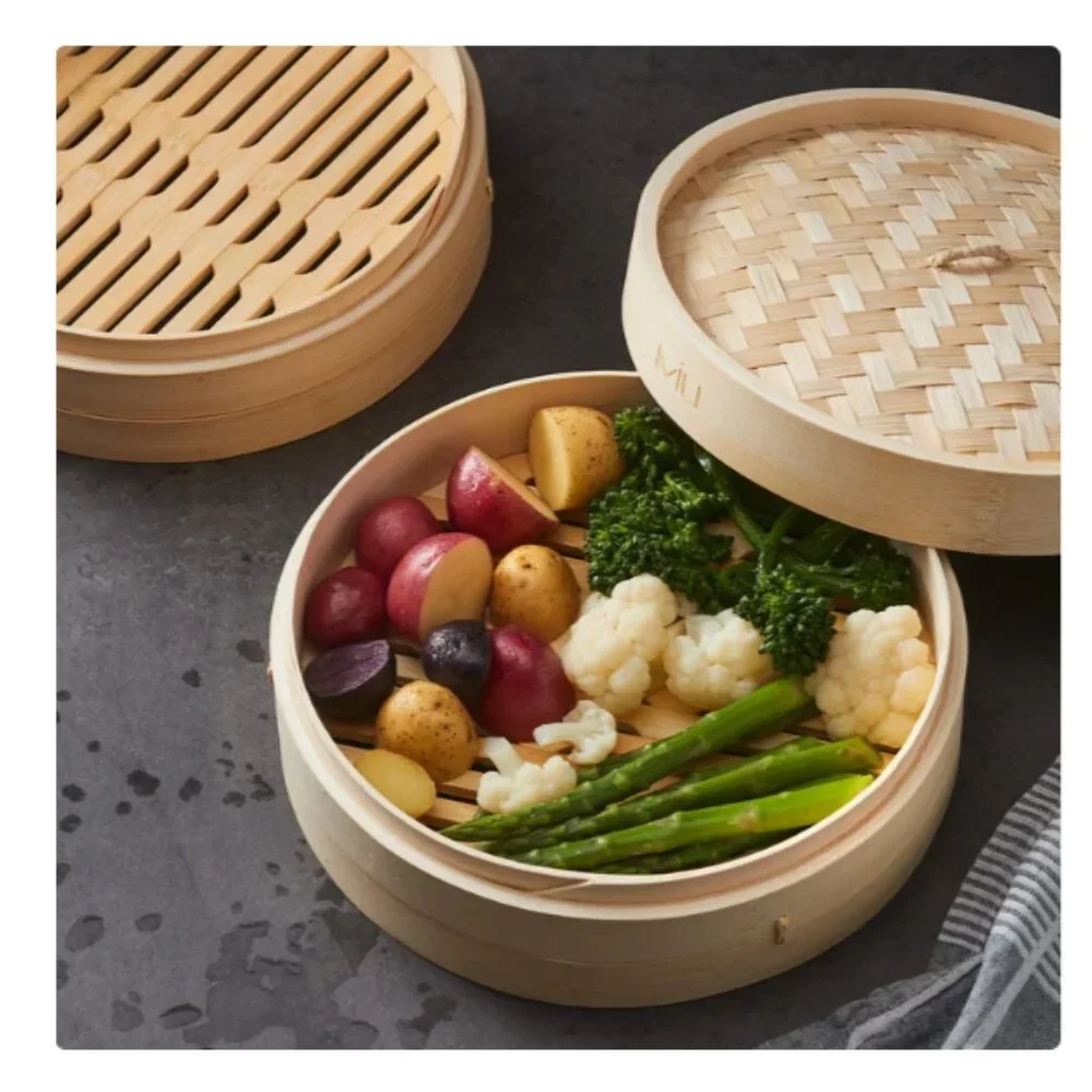 MIU 10” 2-Tier Bamboo Steamer Basket